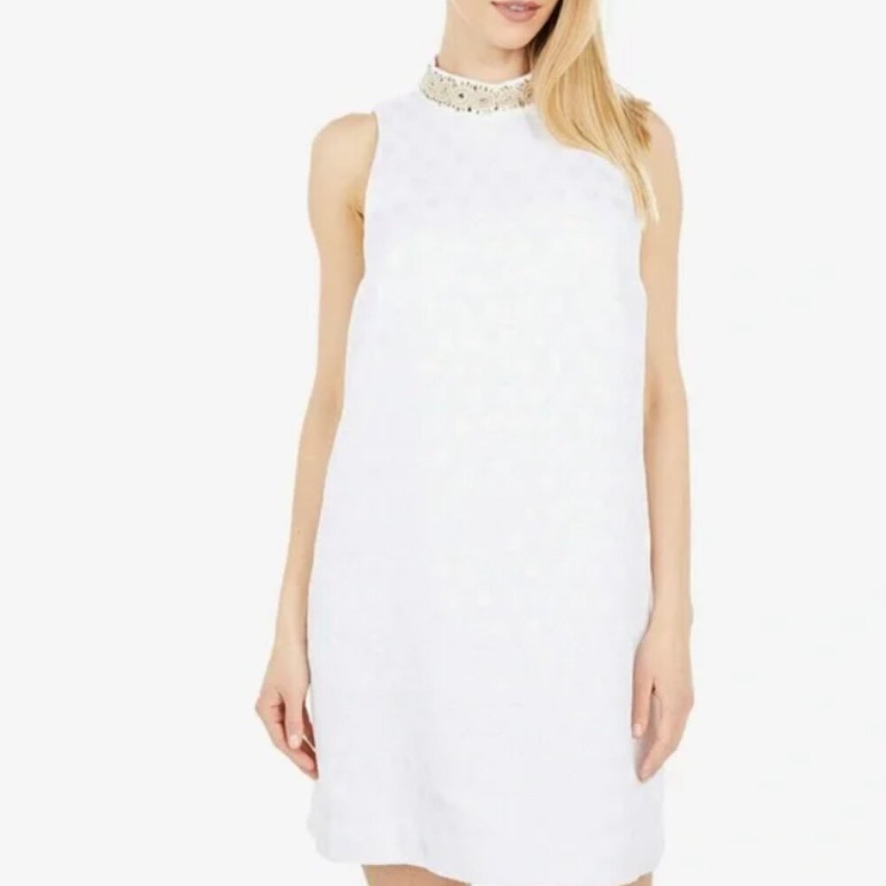 Lilly Pulitzer Brandi Shift Resort White Foil Printed Polka Dot